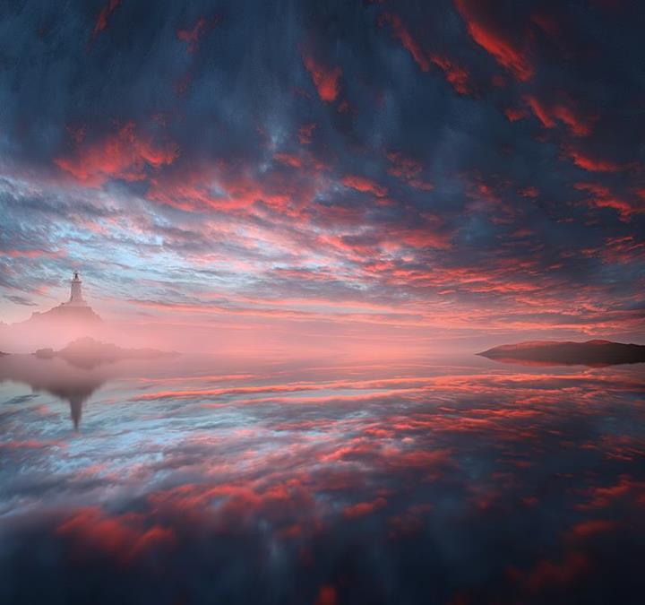 Reflets rouges et bleus