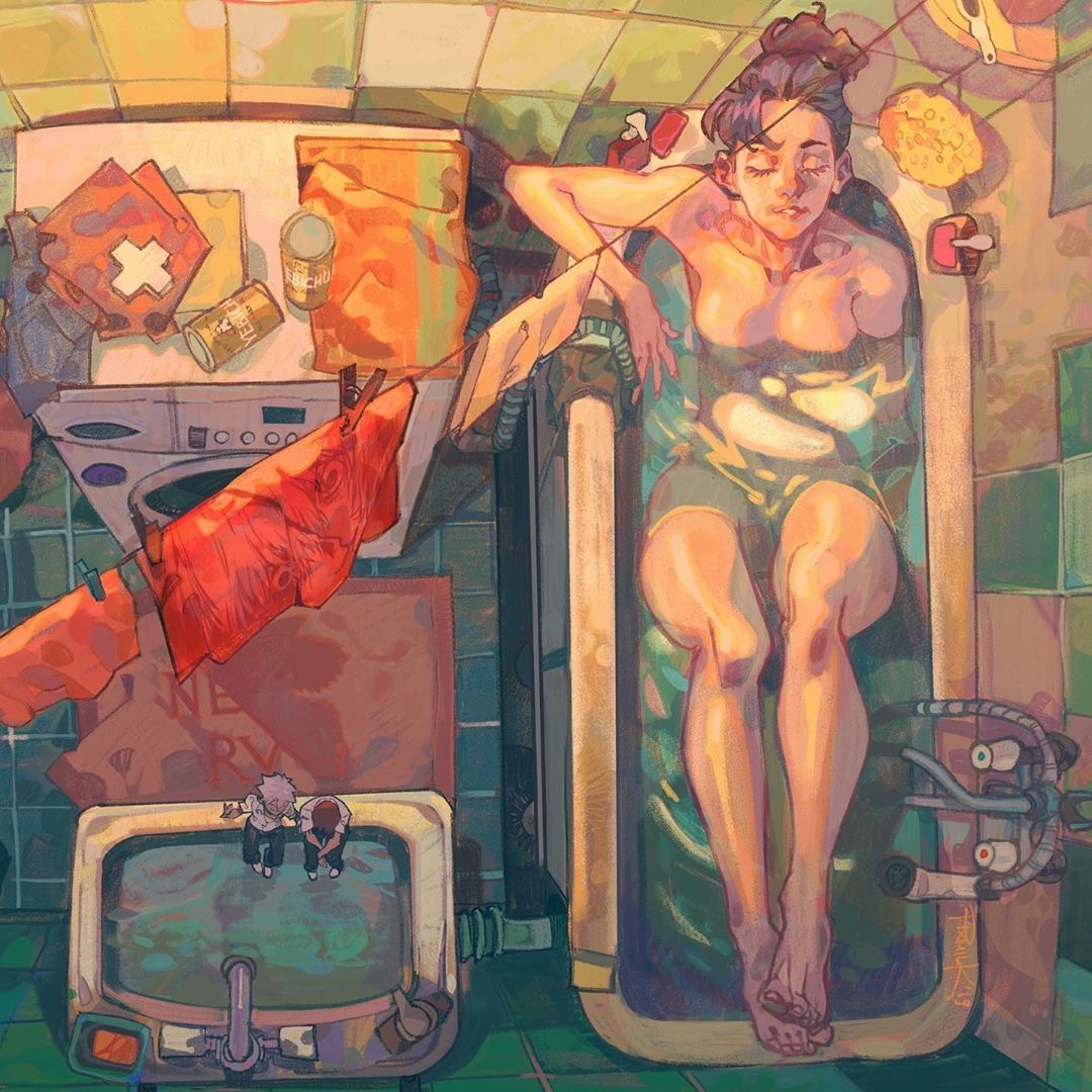 Une suissesse dans son bain