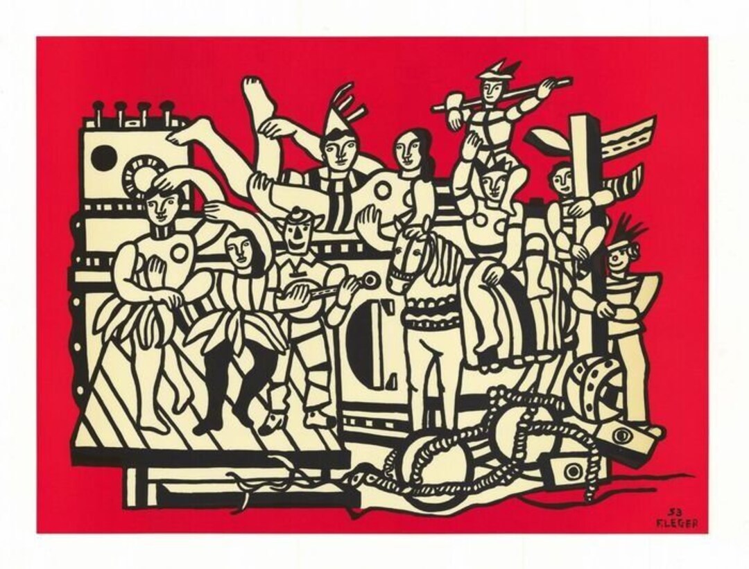La Grande Parade sur fond rouge