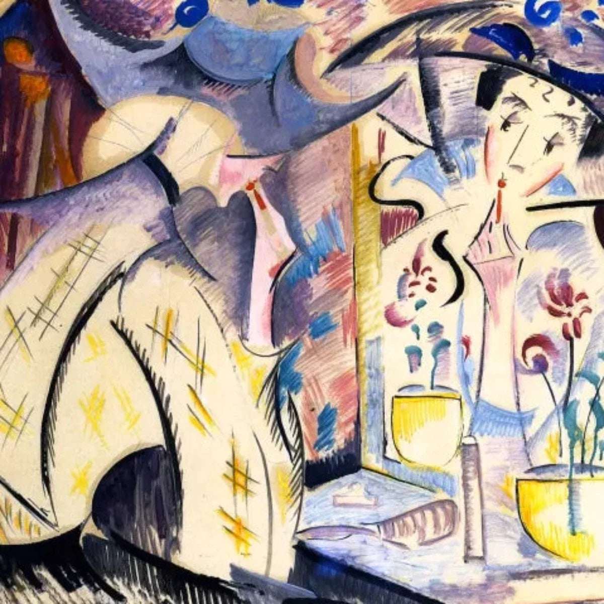 Femme à sa coiffeuse expressionniste