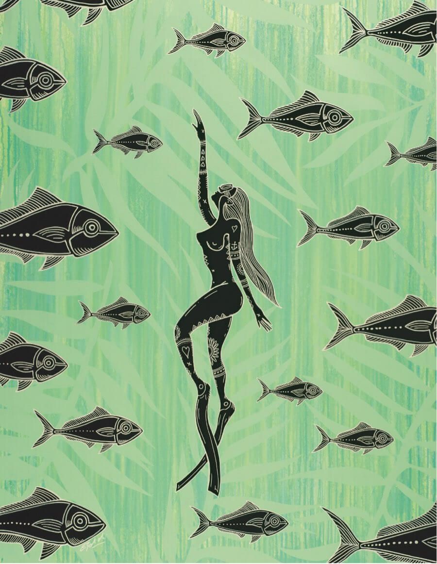 Une sirène noire dans les eaux vertes